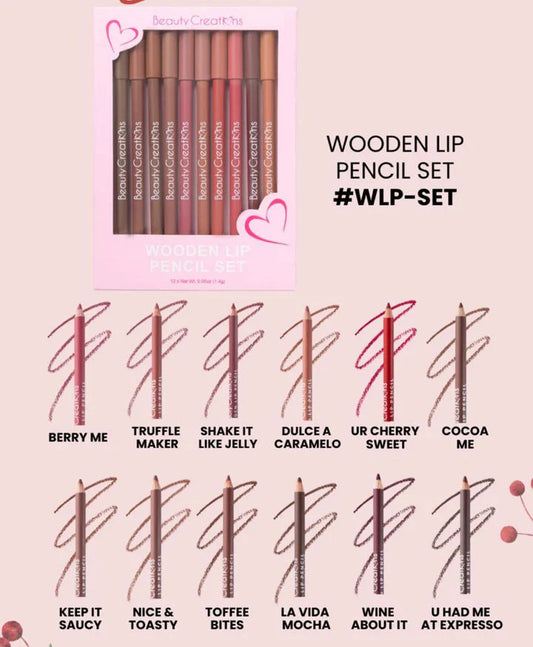 Beauty Creations - Delineador de Labios Wooden Lip Pencil set (12 piezas)