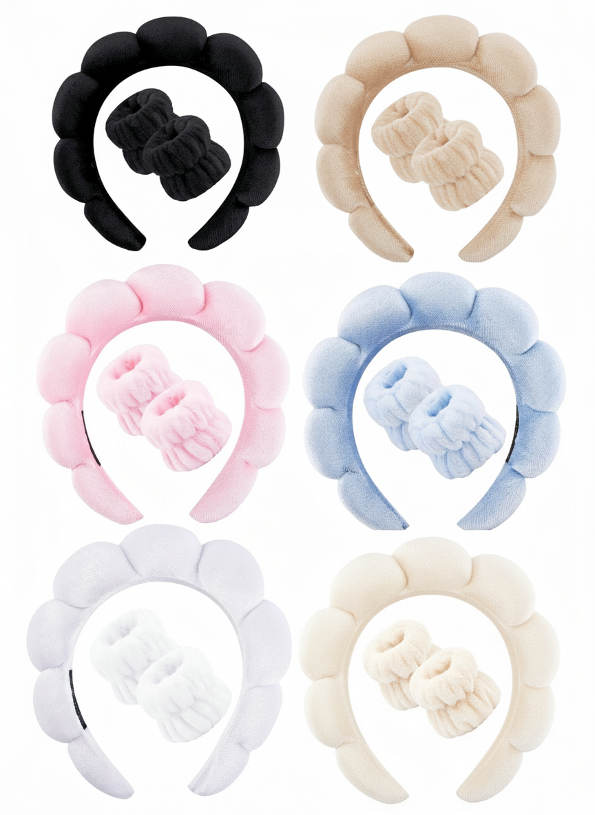 Diadema & muñequera para cuidado facial
