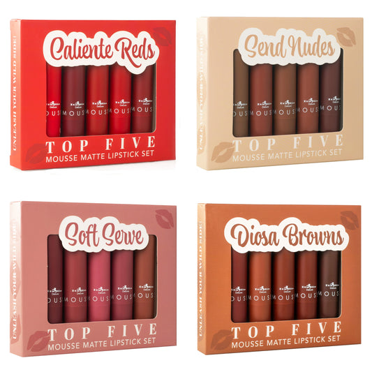 4 set labiales TOP FIVE Mousse Matte - Italia Deluxe