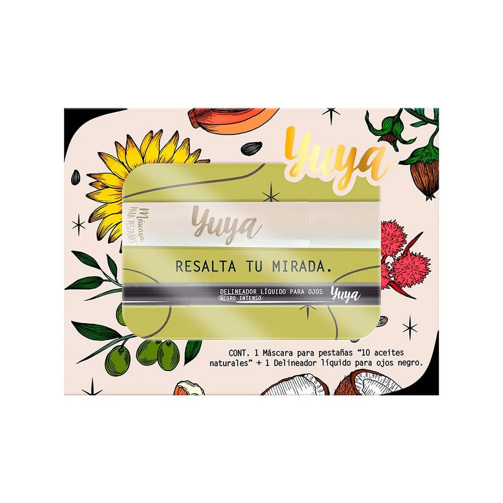 YUYA - Kit Rímel 10 aceites negro + Delineador en plumón negro de ojos