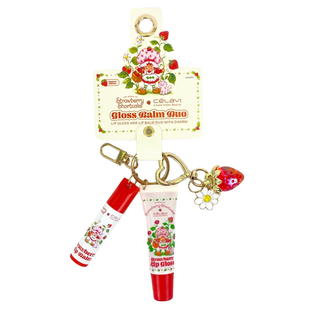 Celavi - Dúo de 2 Bálsamos labial + Brillo labial stawberry shortcake con llavero
